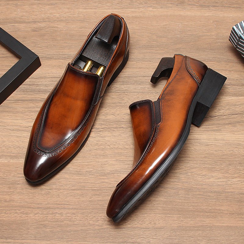Men's Italian Burnished Loafers: Luxury Wedding Formal Dress Shoesyes