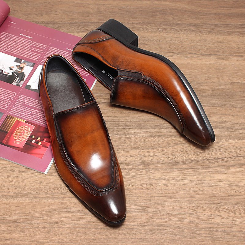 Men's Italian Burnished Loafers: Luxury Wedding Formal Dress Shoesyes