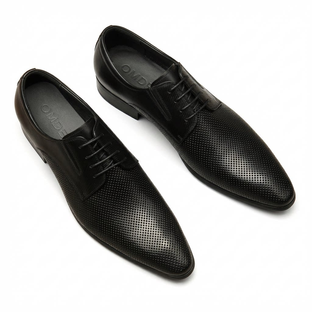 Men's Laser - Cut Derby Shoes: Stylish Outdoor Wedding Dress Shoesyes