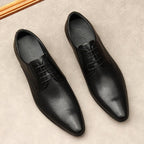 Men's Laser - Cut Derby Shoes: Stylish Outdoor Wedding Dress Shoesyes
