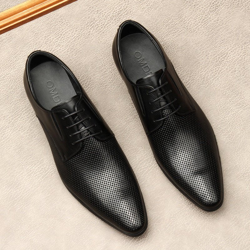 Men's Laser - Cut Derby Shoes: Stylish Outdoor Wedding Dress Shoesyes