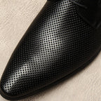 Men's Laser - Cut Derby Shoes: Stylish Outdoor Wedding Dress Shoesyes