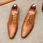 Men's Laser - Cut Derby Shoes: Stylish Outdoor Wedding Dress Shoesyes