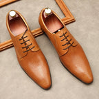Men's Laser - Cut Derby Shoes: Stylish Outdoor Wedding Dress Shoesyes