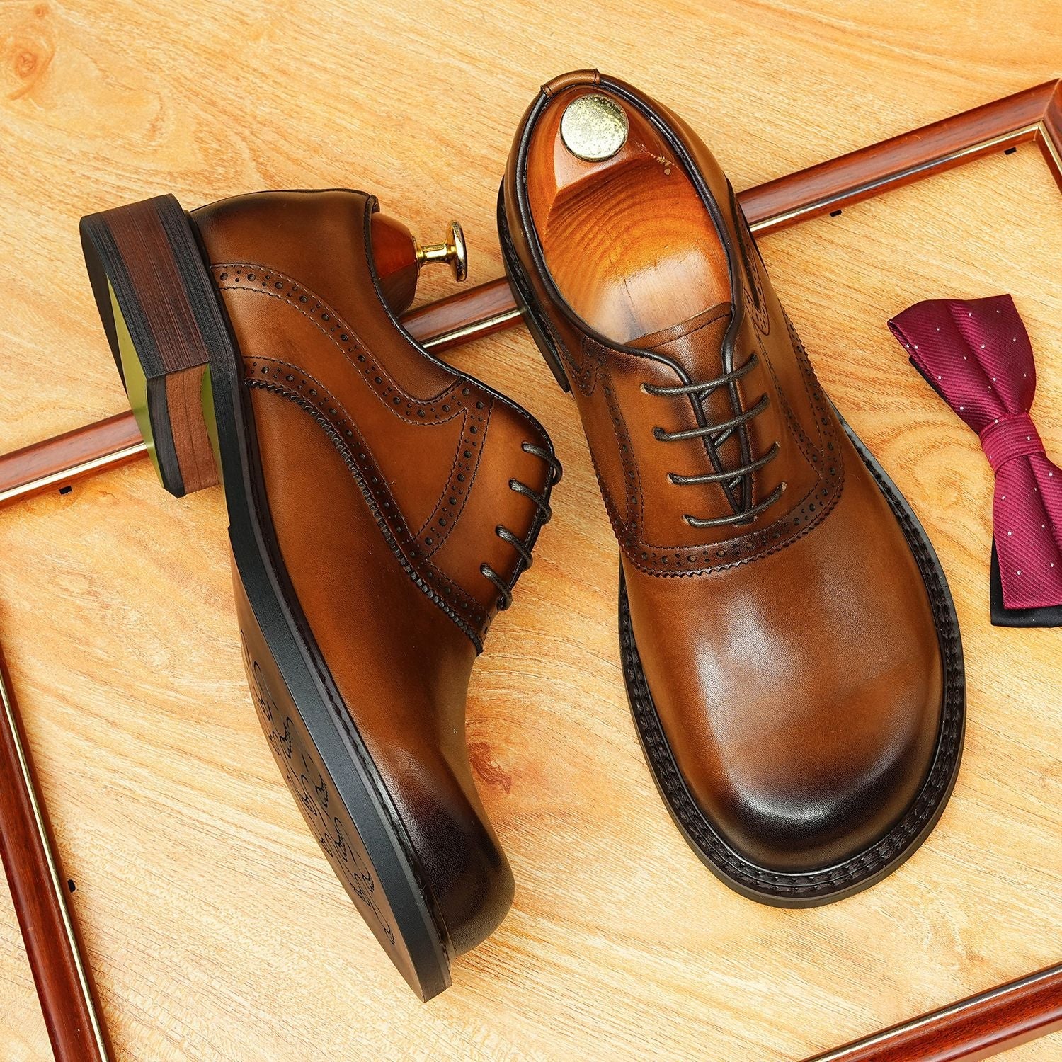 Men's Leather Oxford Wedding Dress Shoes | Black & Brownyes