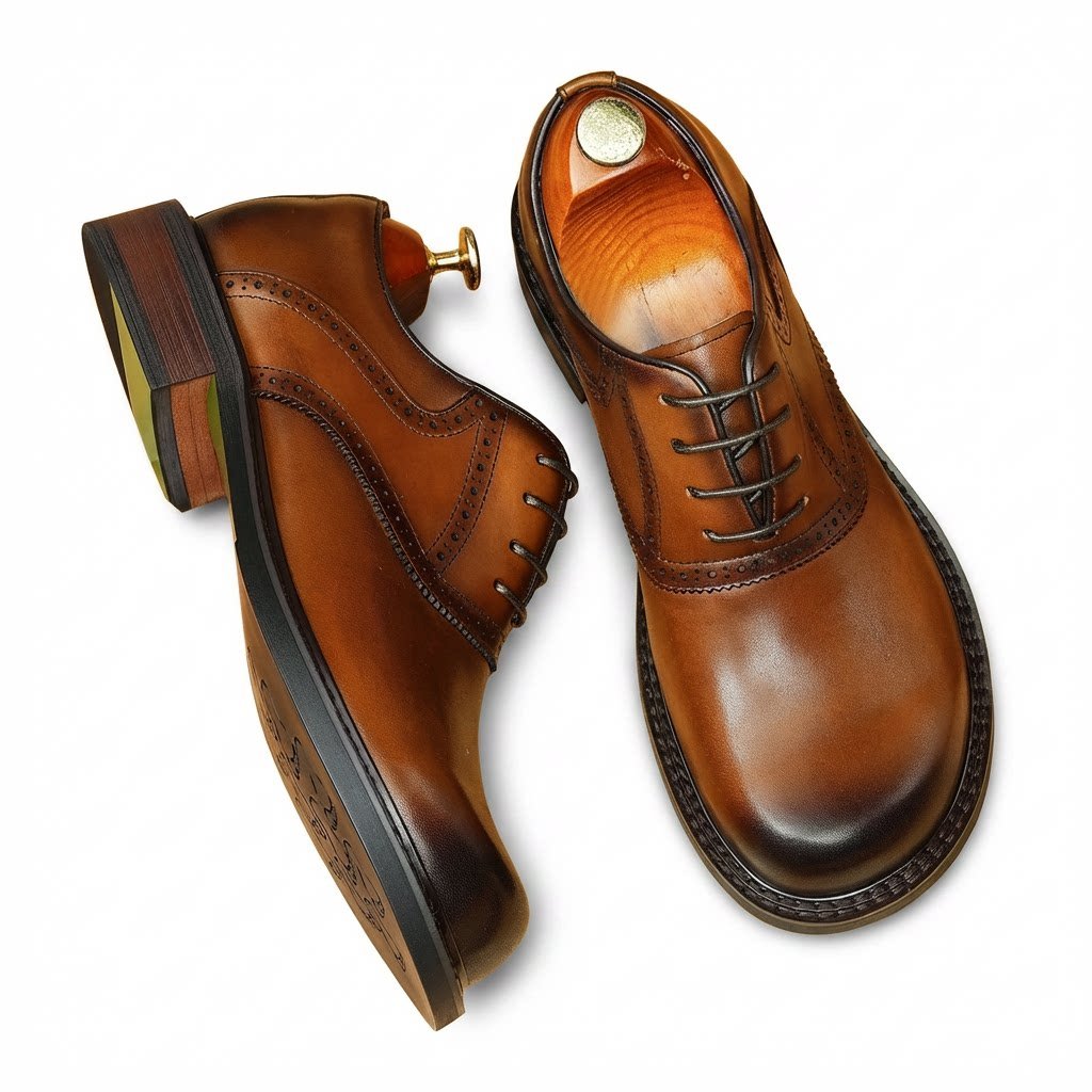 Men's Leather Oxford Wedding Dress Shoes | Black & Brownyes