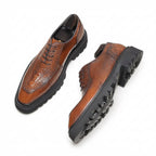 Men's brown lug sole backbone leather oxford dress shoes