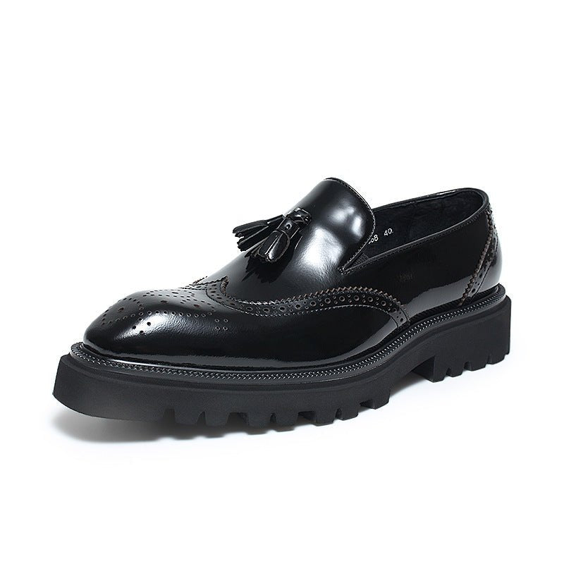 Men's Lug Sole Tassel Loafers: Fashionable Wingtip Wedding Dress Shoesyes