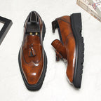 Men's Lug Sole Tassel Loafers: Fashionable Wingtip Wedding Dress Shoesyes