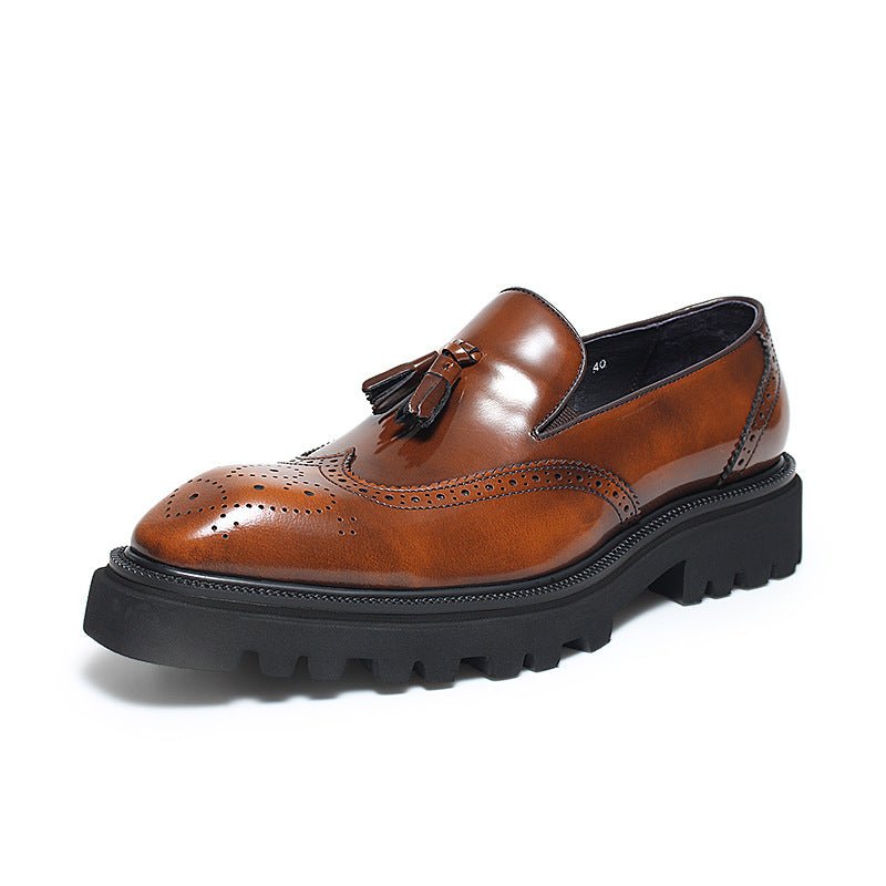Men's Lug Sole Tassel Loafers: Fashionable Wingtip Wedding Dress Shoesyes