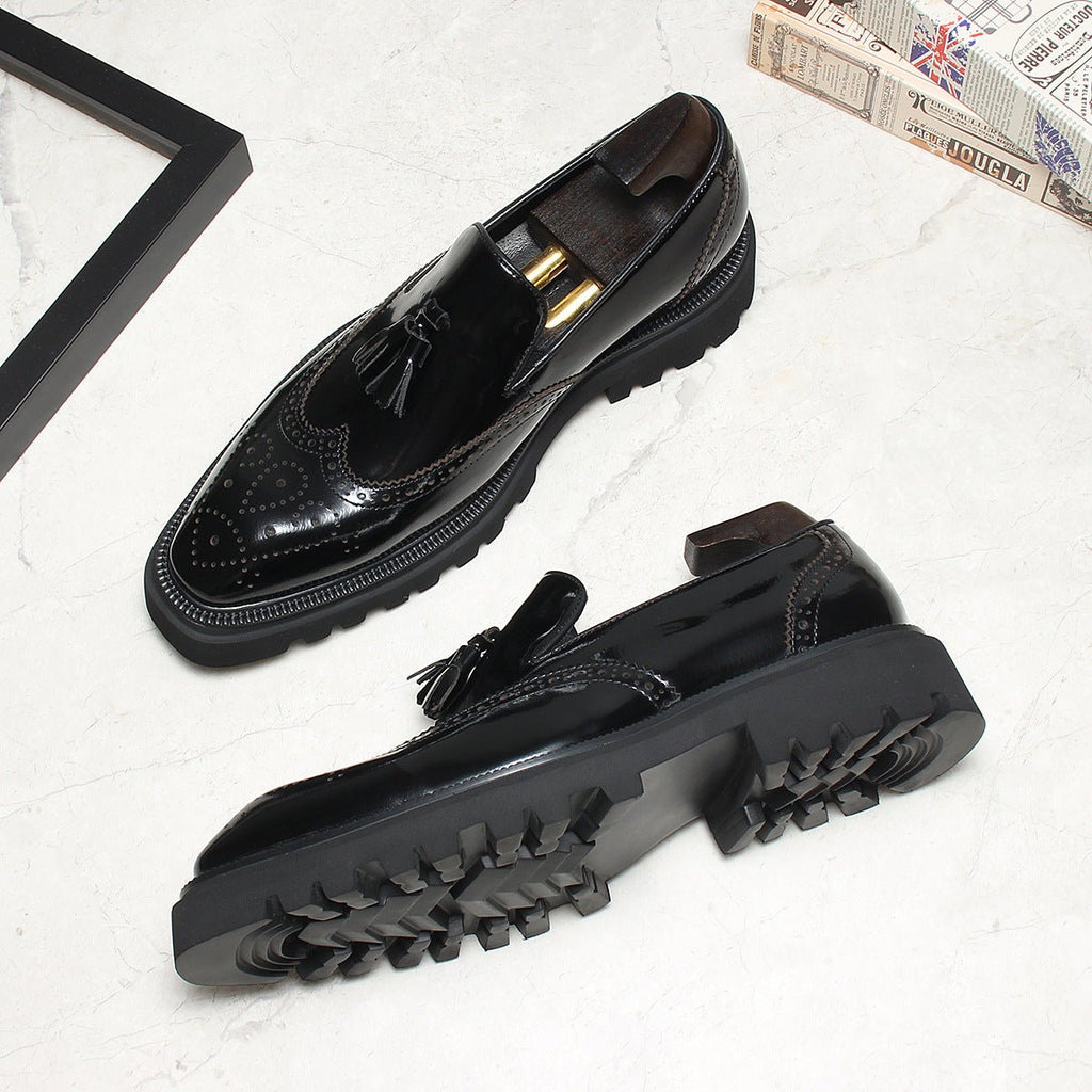 Men's Lug Sole Tassel Loafers: Fashionable Wingtip Wedding Dress Shoesyes