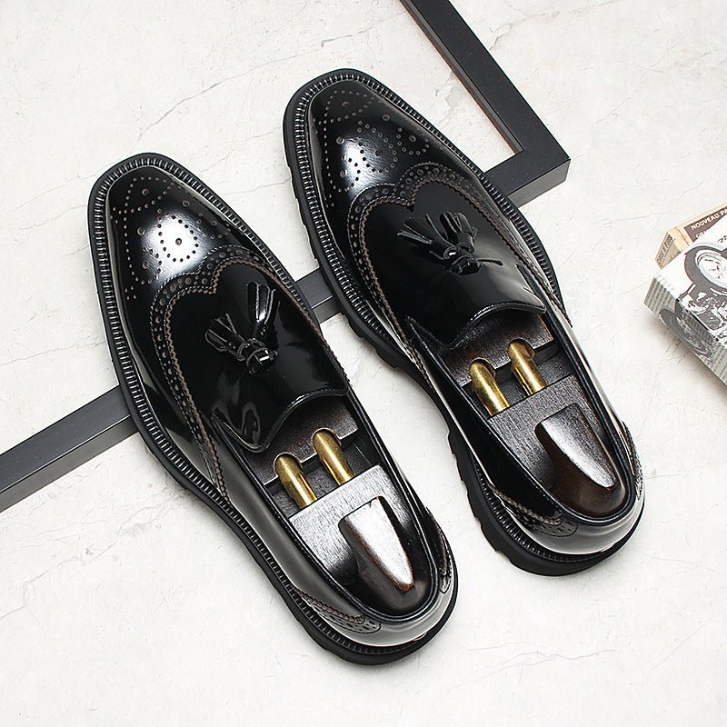 Men's Lug Sole Tassel Loafers: Fashionable Wingtip Wedding Dress Shoesyes