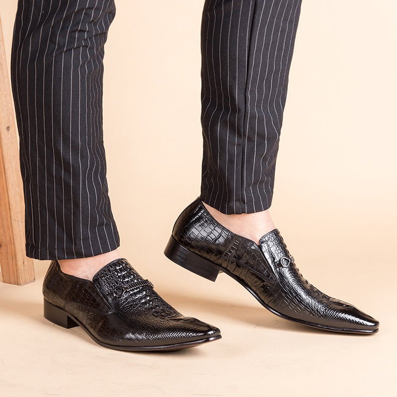 Men's Luxury Croc Embossed Dress Shoes: Stylish Wedding Pointed Loafersyes