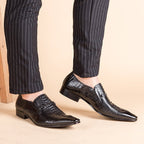 Men's Luxury Croc Embossed Dress Shoes: Stylish Wedding Pointed Loafersyes