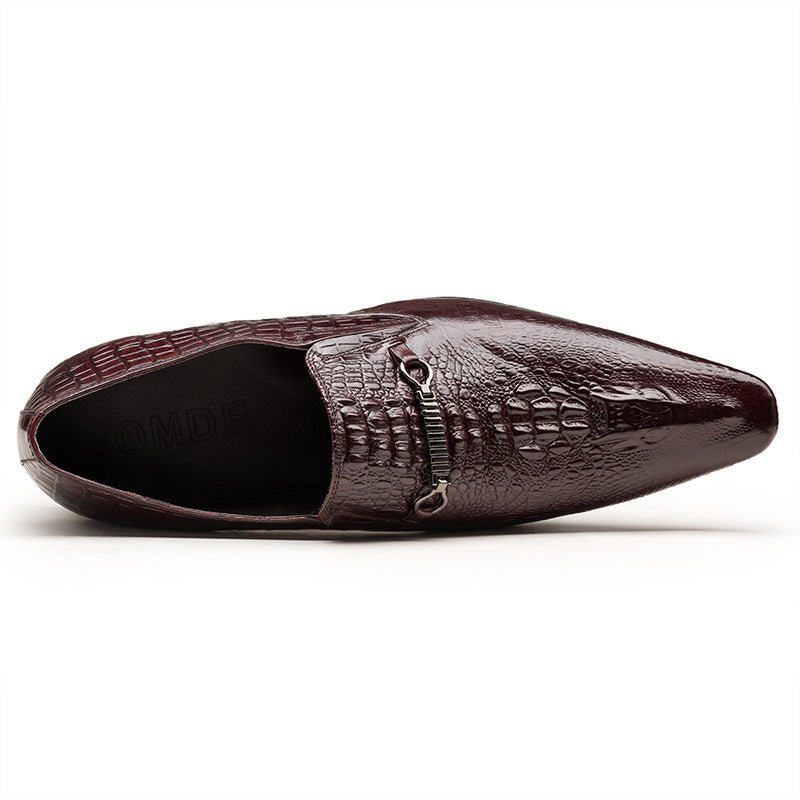 Men's Luxury Croc Embossed Dress Shoes: Stylish Wedding Pointed Loafersyes