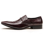 Men's Luxury Croc Embossed Dress Shoes: Stylish Wedding Pointed Loafersyes
