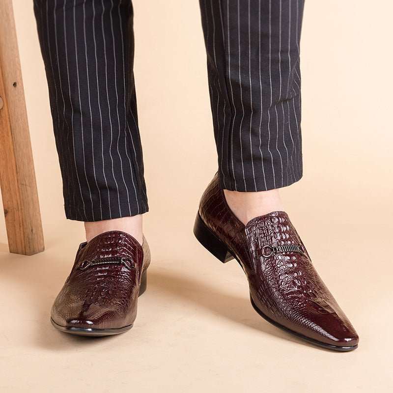 Men's Luxury Croc Embossed Dress Shoes: Stylish Wedding Pointed Loafersyes
