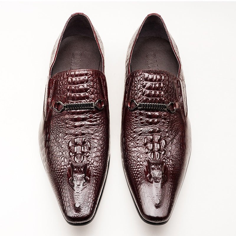 Men's Luxury Croc Embossed Dress Shoes: Stylish Wedding Pointed Loafersyes