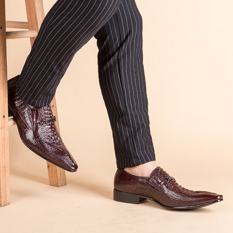 Men's Luxury Croc Embossed Dress Shoes: Stylish Wedding Pointed Loafersyes