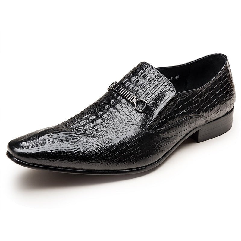 Men's Luxury Croc Embossed Dress Shoes: Stylish Wedding Pointed Loafersyes