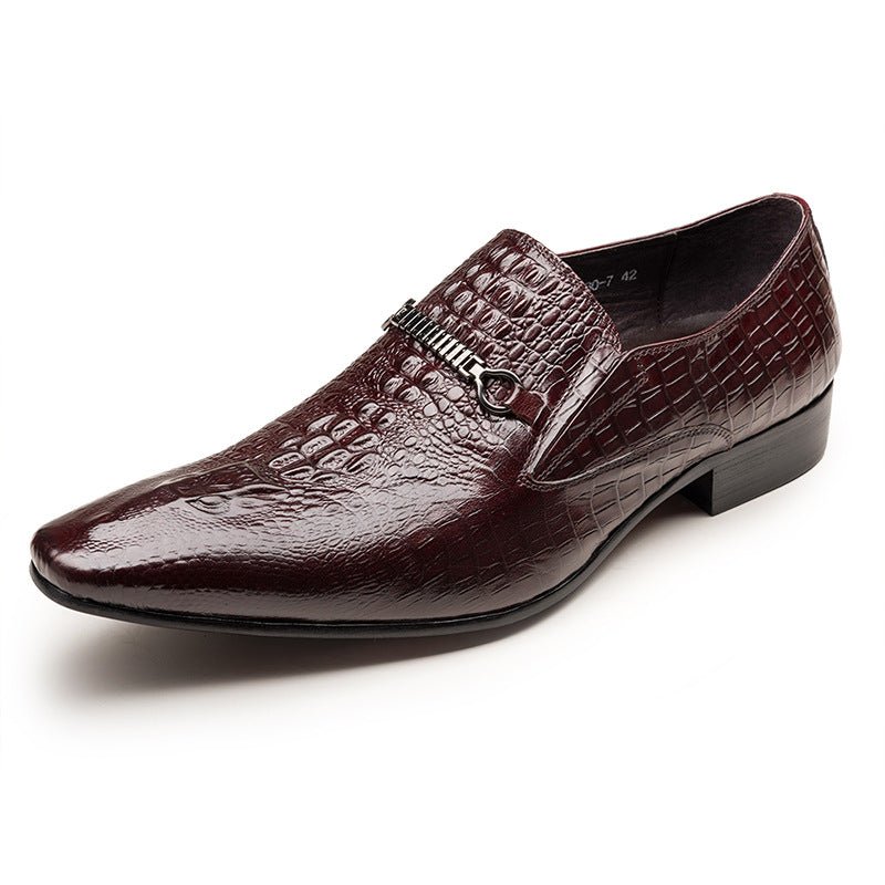 Men's Luxury Croc Embossed Dress Shoes: Stylish Wedding Pointed Loafersyes