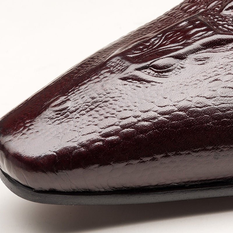 Men's Luxury Croc Embossed Dress Shoes: Stylish Wedding Pointed Loafersyes