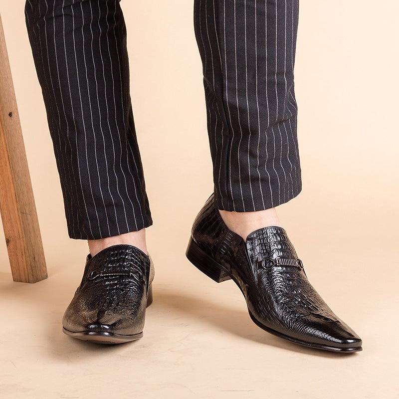 Men's Luxury Croc Embossed Dress Shoes: Stylish Wedding Pointed Loafersyes