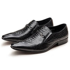 Men's Luxury Croc Embossed Dress Shoes: Stylish Wedding Pointed Loafersyes