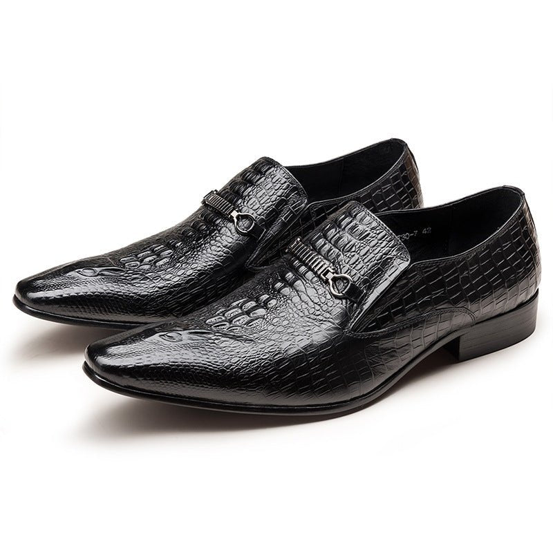 Men's Luxury Croc Embossed Dress Shoes: Stylish Wedding Pointed Loafersyes