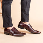Men's Luxury Croc Embossed Dress Shoes: Stylish Wedding Pointed Loafersyes