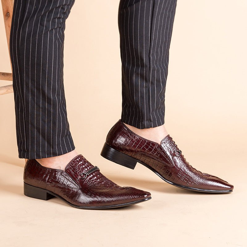 Men's Luxury Croc Embossed Dress Shoes: Stylish Wedding Pointed Loafersyes