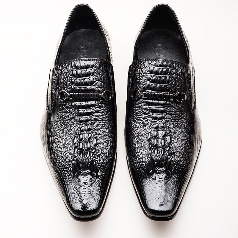Men's Luxury Croc Embossed Dress Shoes: Stylish Wedding Pointed Loafersyes