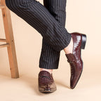 Men's Luxury Croc Embossed Dress Shoes: Stylish Wedding Pointed Loafersyes