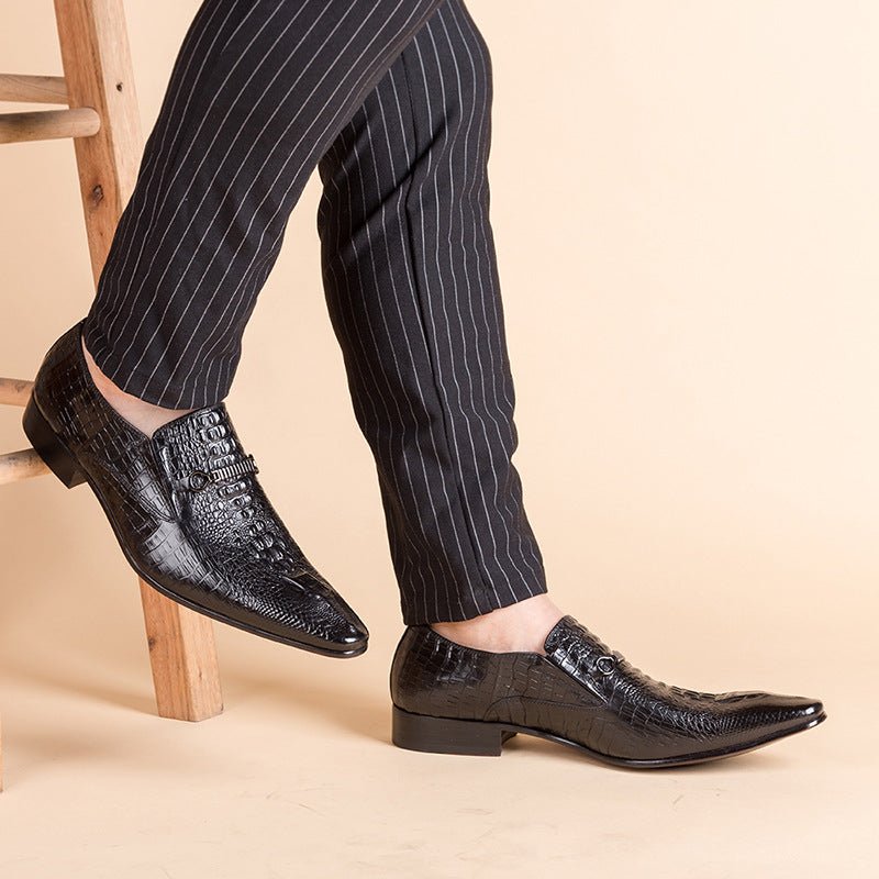 Men's Luxury Croc Embossed Dress Shoes: Stylish Wedding Pointed Loafersyes