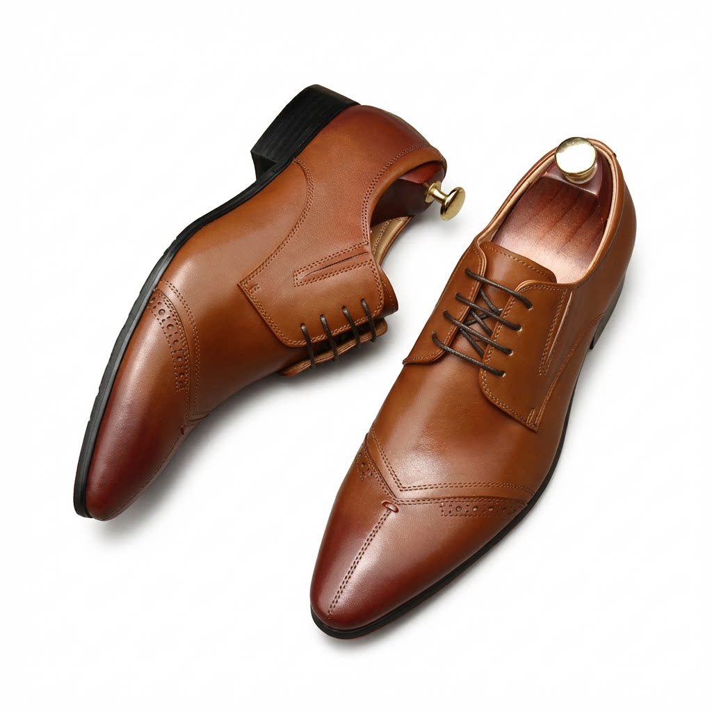 Men's Medallion Cap - Toe Derby: Stylish Wedding Formal Dress Shoesyes
