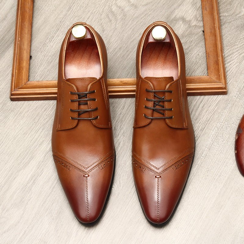 Men's Medallion Cap - Toe Derby: Stylish Wedding Formal Dress Shoesyes