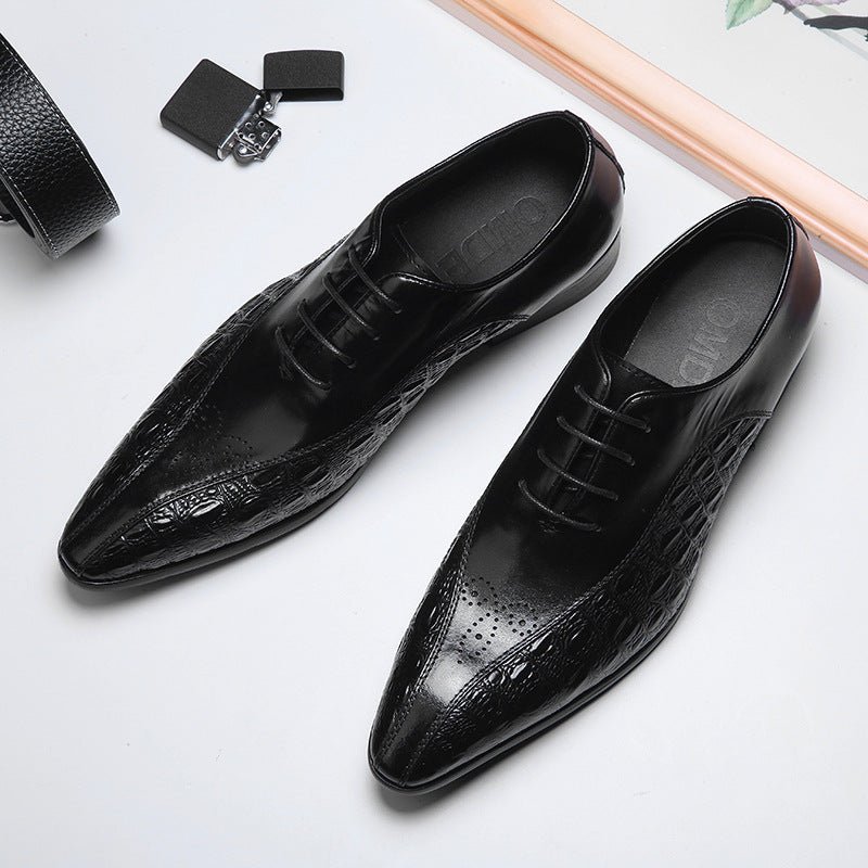 Men's Medallion Pointed Oxfords: Fashion Gala Statement Dress Shoesyes