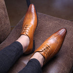 Men's Medallion Pointed Oxfords: Fashion Gala Statement Dress Shoesyes