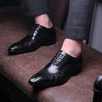 Men's Medallion Pointed Oxfords: Fashion Gala Statement Dress Shoesyes