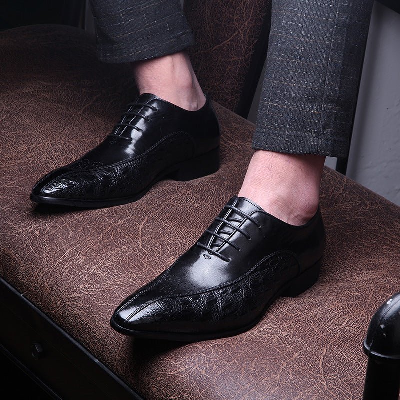 Men's Medallion Pointed Oxfords: Fashion Gala Statement Dress Shoesyes