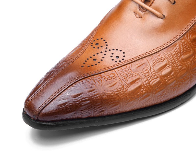 Men's Medallion Pointed Oxfords: Fashion Gala Statement Dress Shoesyes
