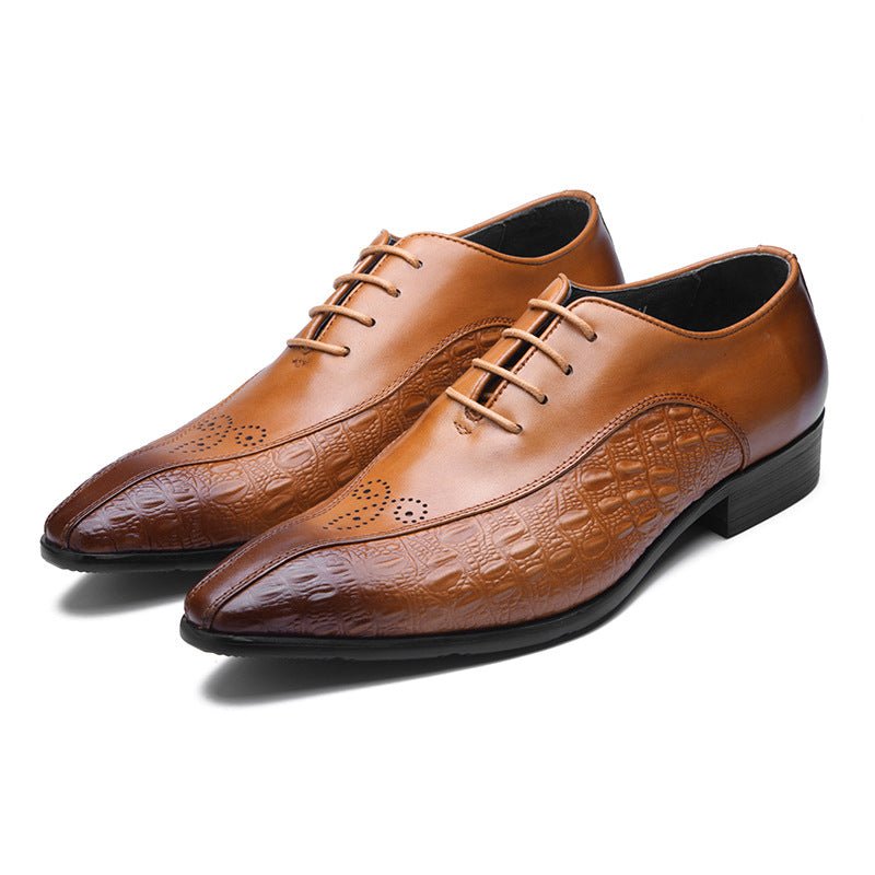 Men's Medallion Pointed Oxfords: Fashion Gala Statement Dress Shoesyes