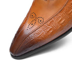Men's Medallion Pointed Oxfords: Fashion Gala Statement Dress Shoesyes