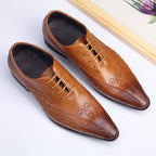 Men's Medallion Pointed Oxfords: Fashion Gala Statement Dress Shoesyes