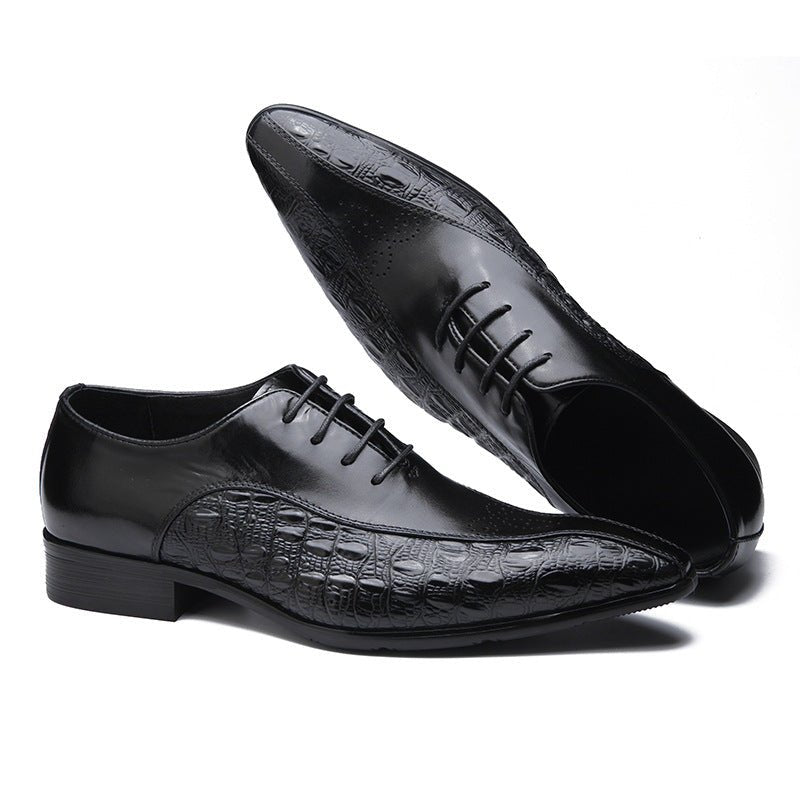 Men's Medallion Pointed Oxfords: Fashion Gala Statement Dress Shoesyes