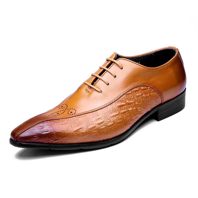 Men's Medallion Pointed Oxfords: Fashion Gala Statement Dress Shoesyes