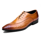 Men's Medallion Pointed Oxfords: Fashion Gala Statement Dress Shoesyes
