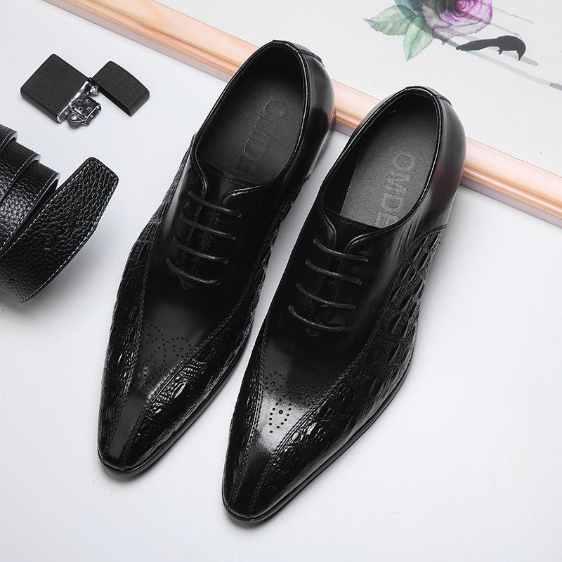 Men's Medallion Pointed Oxfords: Fashion Gala Statement Dress Shoesyes