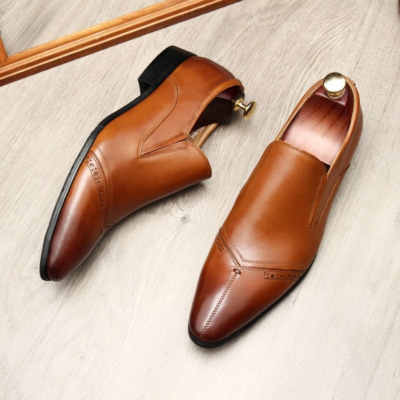 Men's Medallion Toe Dress Shoes: Stylish Wedding Pointed Toe Loafersyes