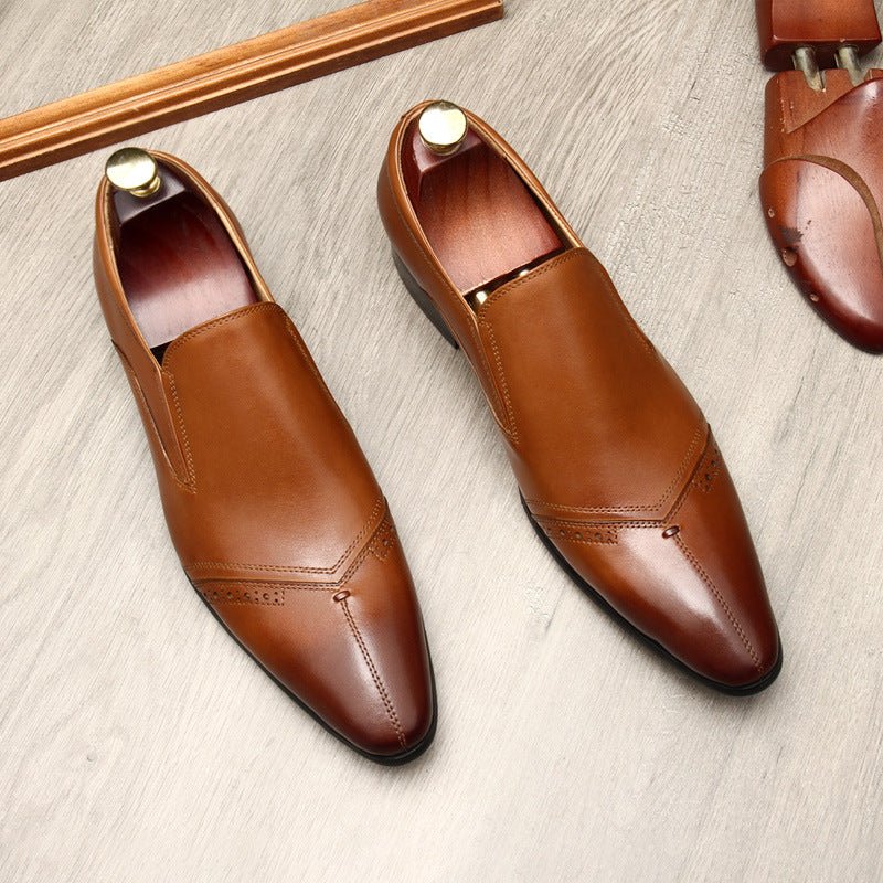 Men's Medallion Toe Dress Shoes: Stylish Wedding Pointed Toe Loafersyes